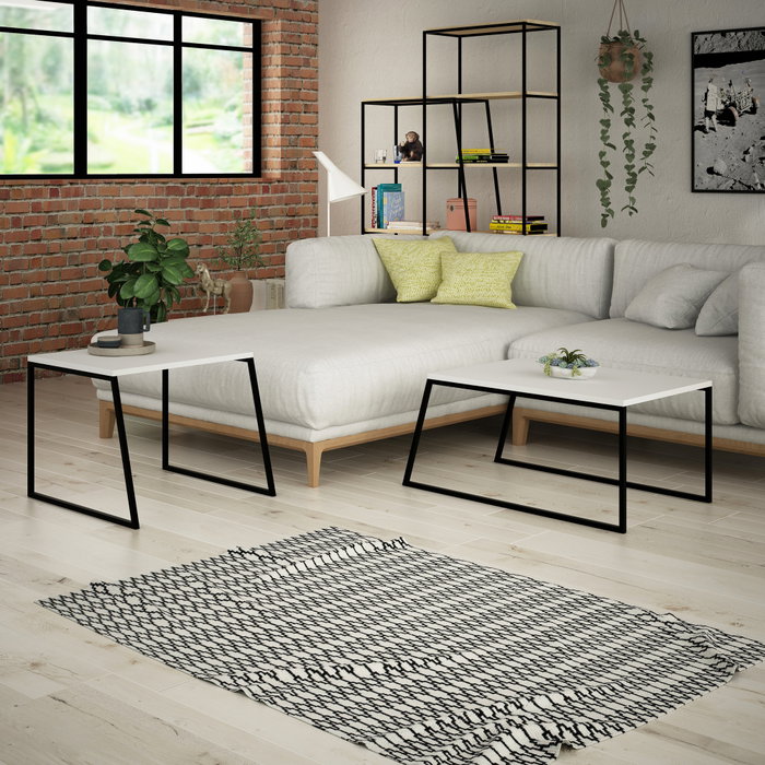 Hanah Home Juego de Mesa de Centro Blanco y Negro